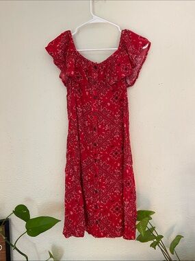 Mudd Red Paisley Ruffle Mini Dress
